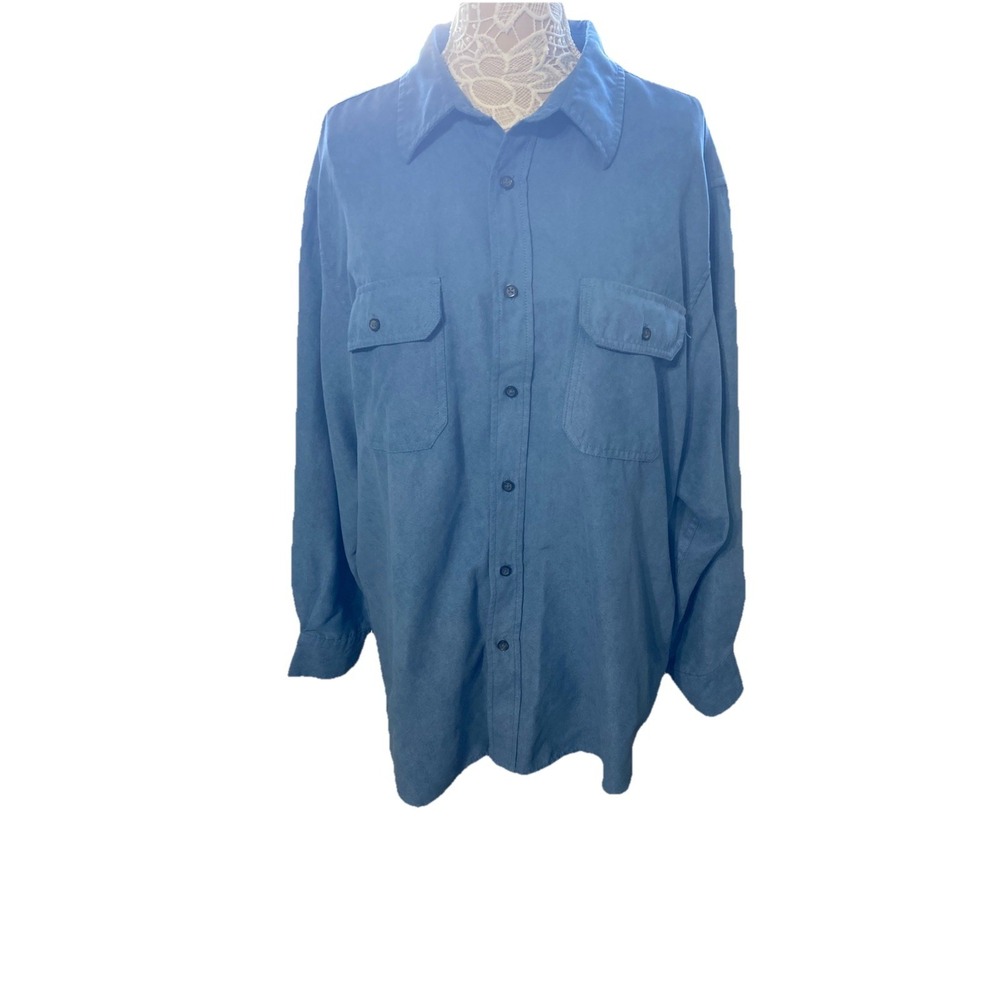 Covington Men's Blue Polyester Long Sleeve Button-Up Shirt Size XL